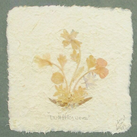 Vintage 90s Signed Framed Dried Pressed Flower Picture Frame Wall Art Home Decor - Picture 2 of 5